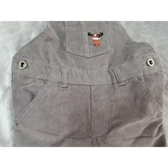 Tommy Bahama baby Gray Corduroy Reindeer plaid Overalls 3-6 months - Picture 2 of 9